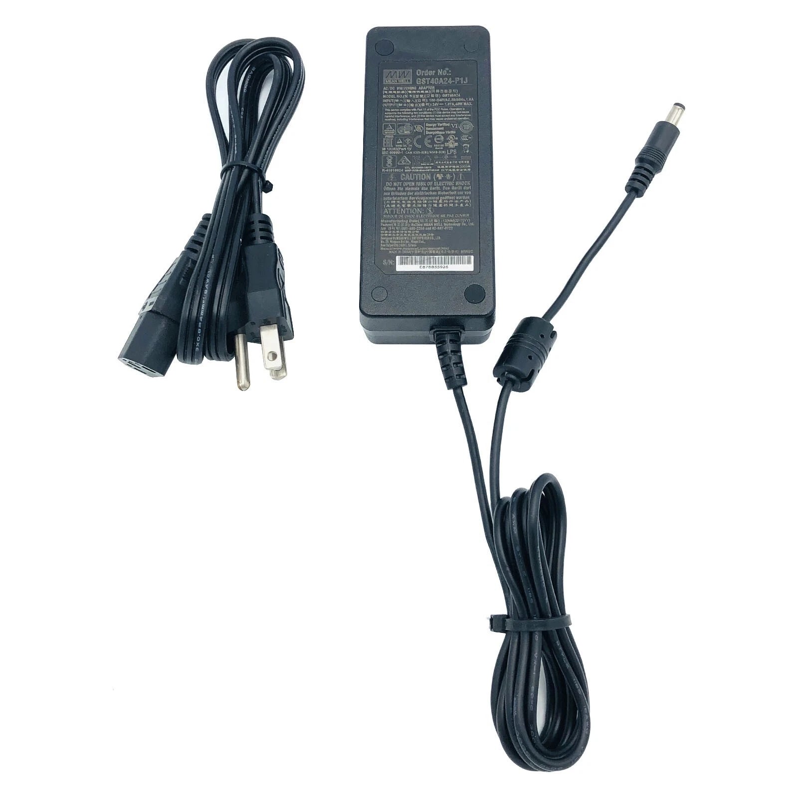 NEW Genuine Mean Well GST40A24-P1J AC Adapter 24V 1.67A Power Supply 5.5x2.0 Tip