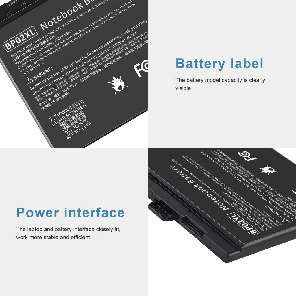 BP02XL Battery for HP Pavilion Notebook PC 15 Series 15-AU010WM 849569-421 US