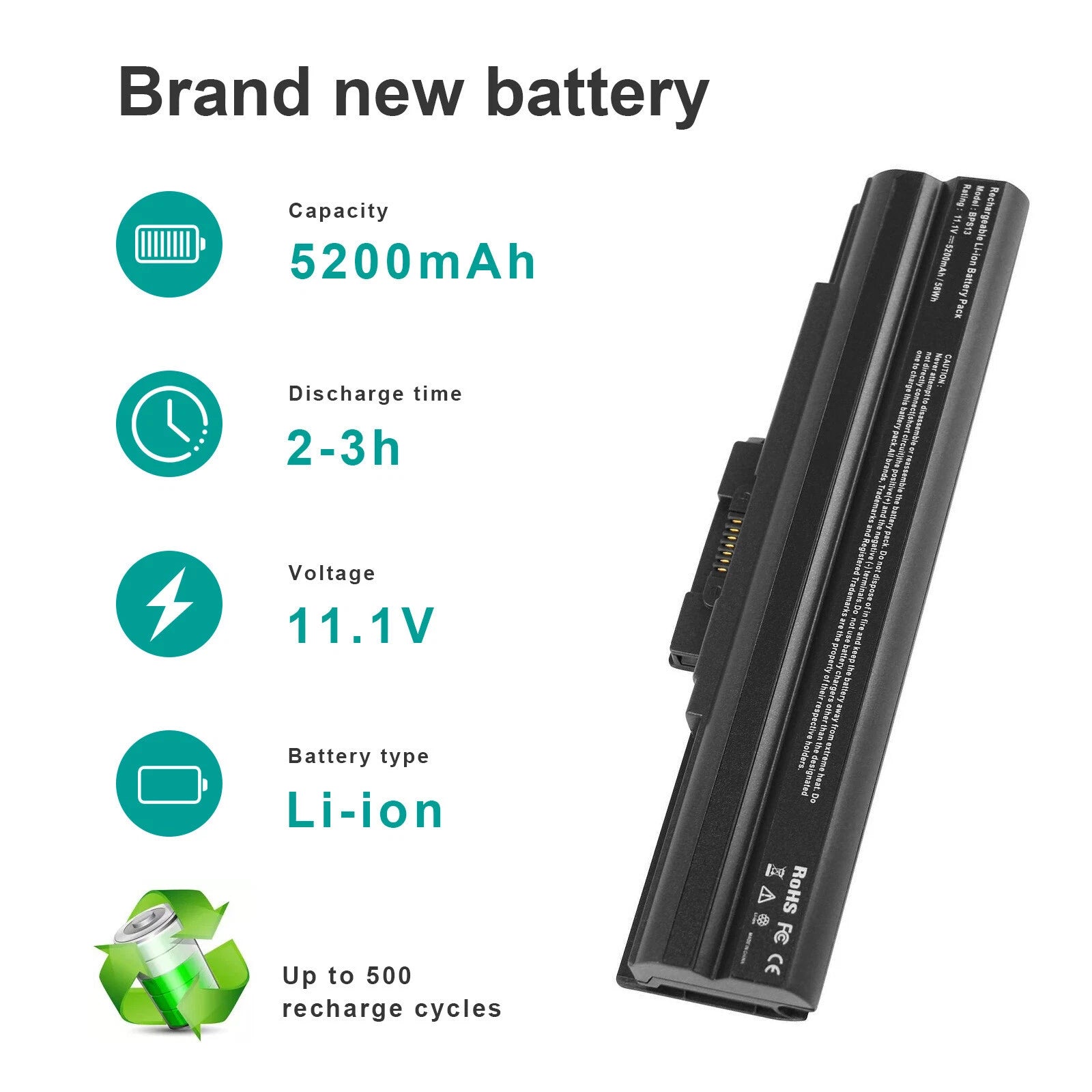 VGP-BPS13/Q Battery for Sony VGP-BPS13A/Q VGP-BPS13/S VGP-BPS13A/S 5200mAh US
