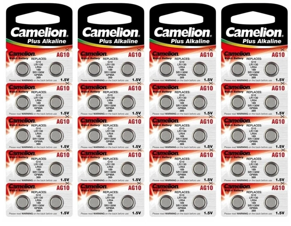 40 Pk Camelion AG10 LR1130 389 390 L1131 LR54 D389 Alkaline Button Cell Battery