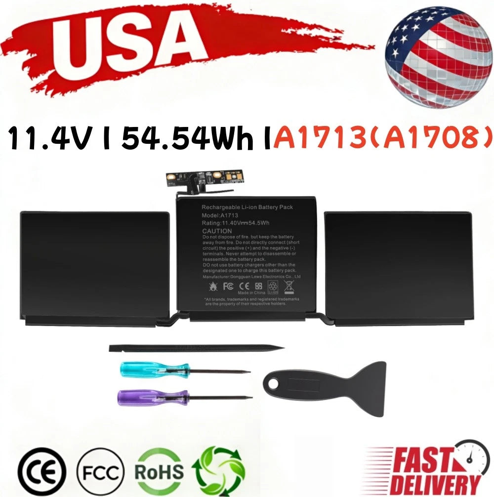 A1713 Battery For Apple MacBook Pro 13" A1708 Late 2016 / 2017 A1708 (EMC 2978)