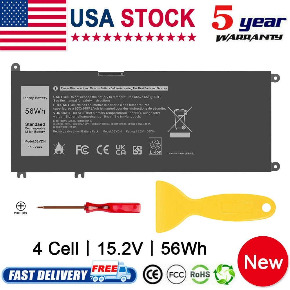 For Dell Inspiron 17 7778 7779 7786 2in1 Series Laptop 56Wh 4-Cell Battery 33YDH