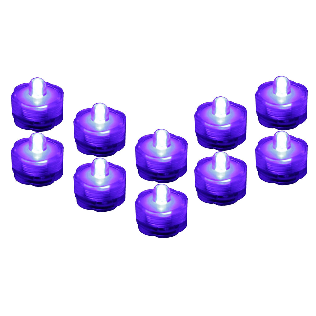 Submersible Waterproof Battery LED Tea Light ~ Wedding Decoration~PURPLE ~ 10 Pa