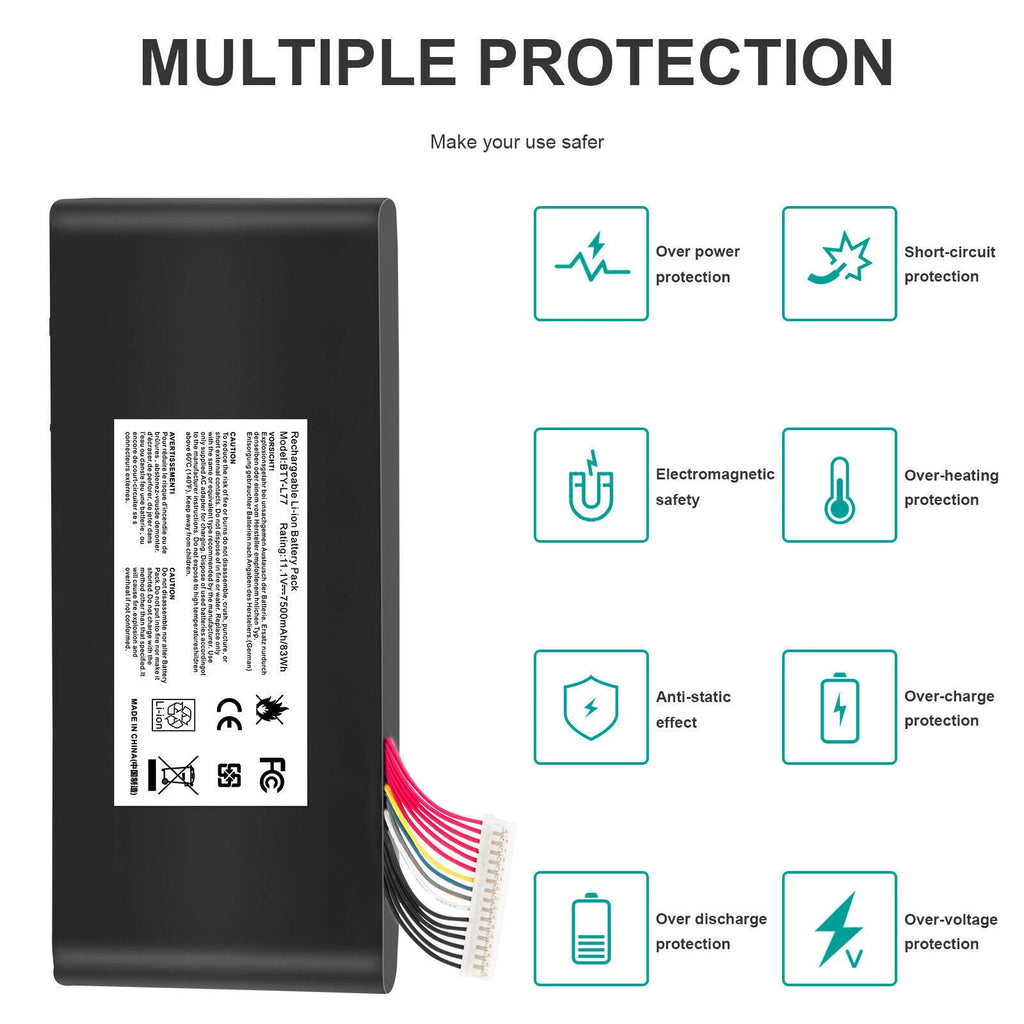 BTY-L77 Battery For MSI GT72 2QD 2QE GT72S 6QE GT72VR WT72 MS-1782 MS-1785 NEW