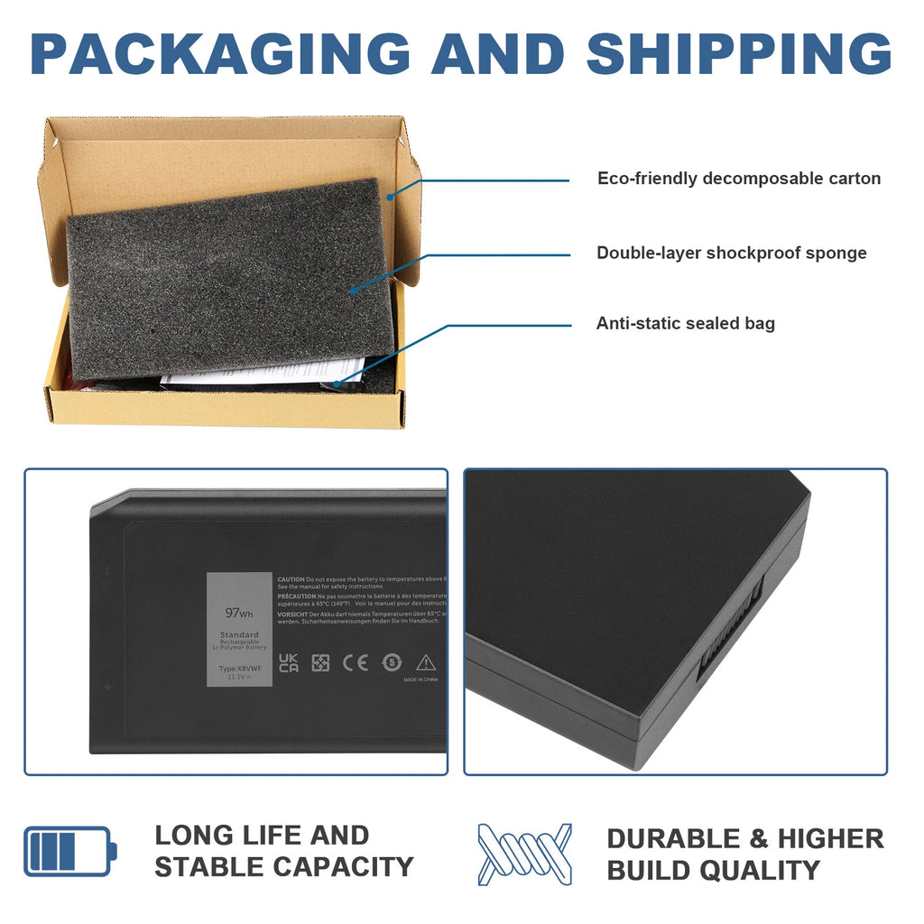 X8VWF Battery For Dell Latitude 14 5404 7404 E5404 E7404 VCWGN YGV51 4XKN5 XRJDF