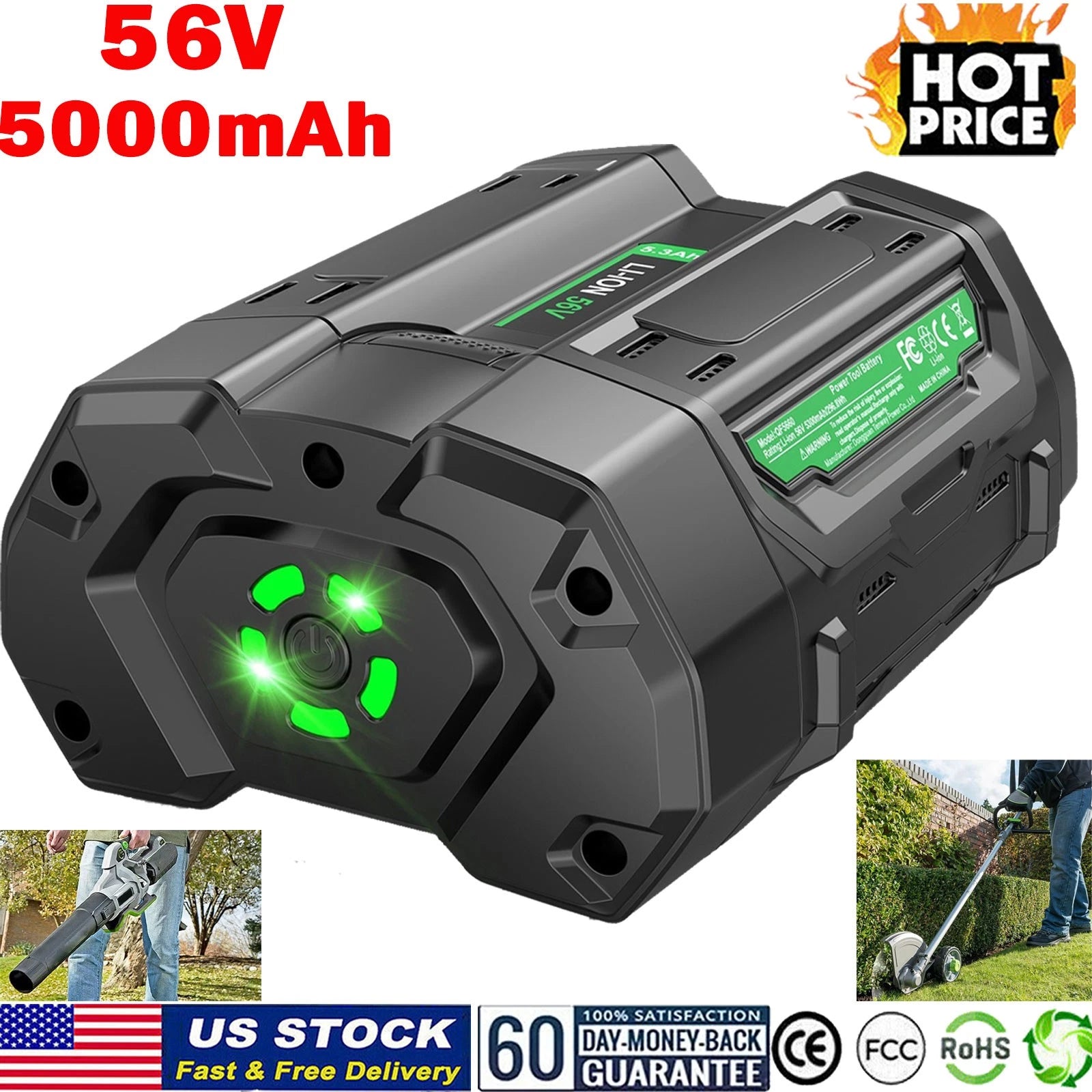 5000mAh Replacement Battery For EGO POWER+ 56V BA2800T BA2800 BA1400T BA4200E US