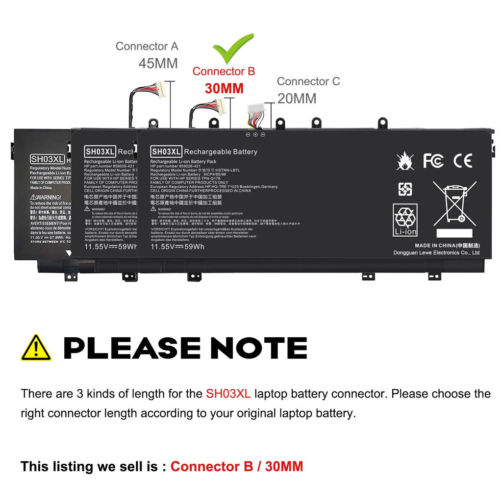 Battery SH03XL for HP Spectre X360 13 w023dx 13-w000 859026-421 859356-855 US