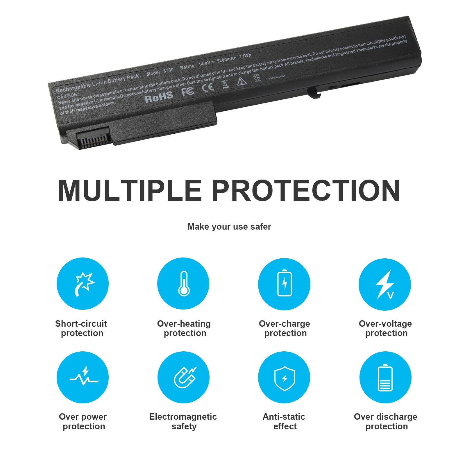 8 Cells Battery for HP EliteBook 8530p 8540p 8730p 6545b 8530w 8540w 8730w 8740w