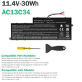 ??AC13C34 Battery For Acer Aspire V5-122P V5-132 E3-111 E3-112 3ICP5/60/80 30WH