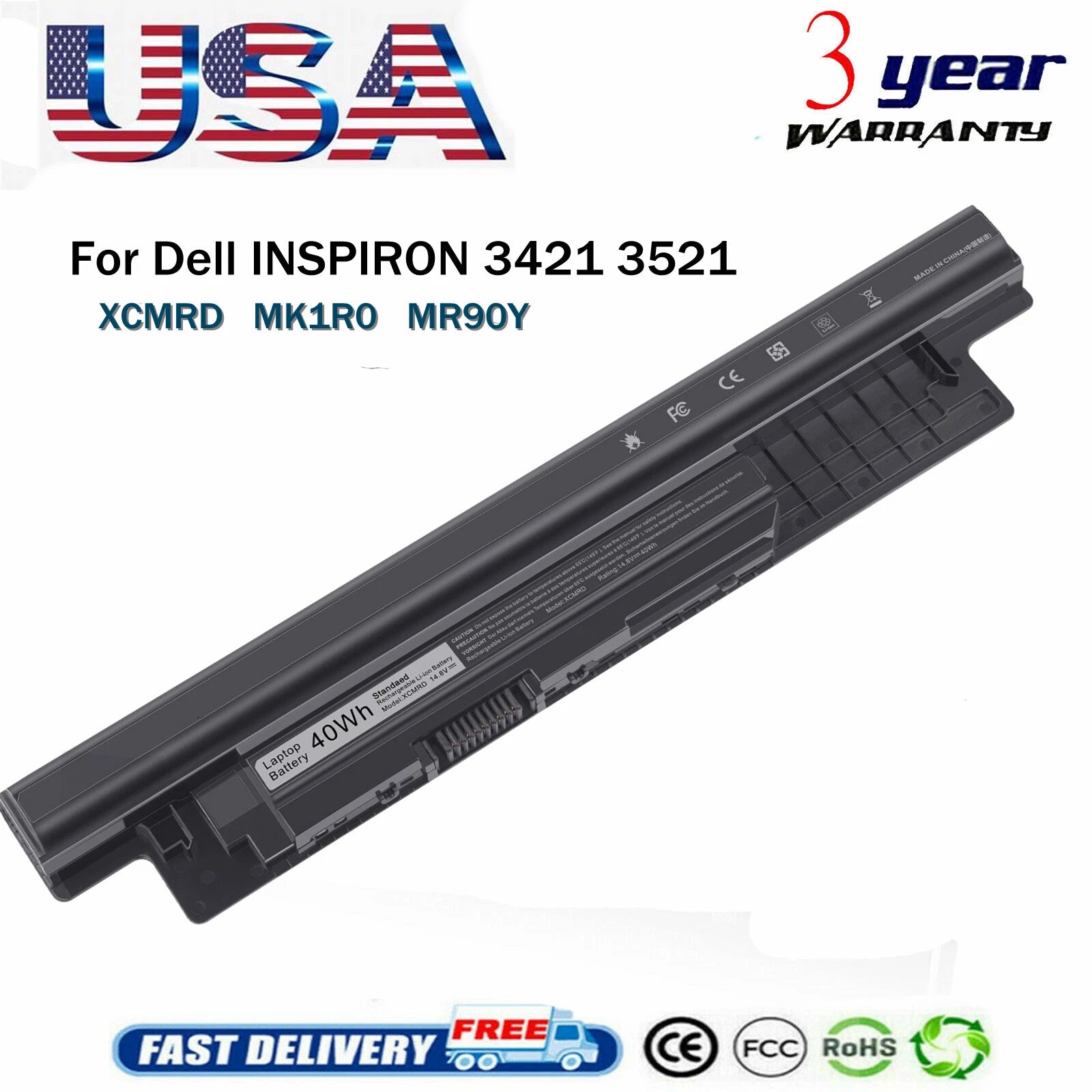 Battery for Dell Inspiron 15 15-3537 15-3542 15-3543 XCMRD MR90Y N121Y 14.8V 40W