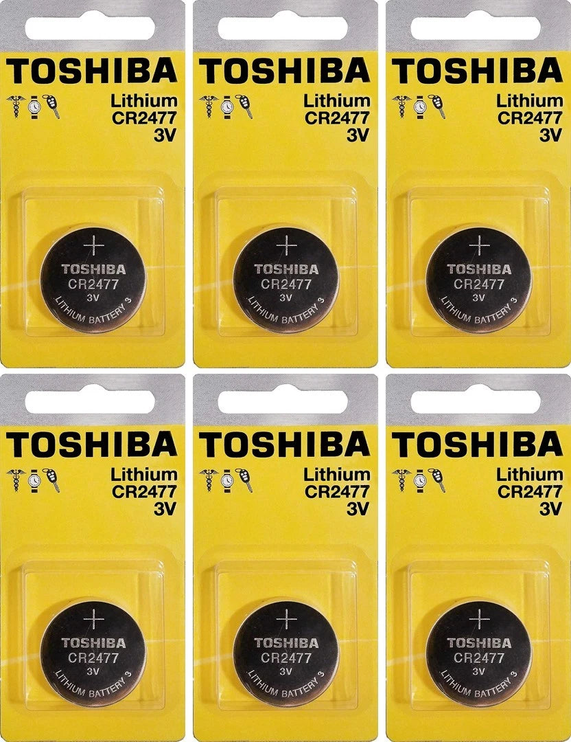6 Toshiba CR2477 2477 Lithium Coin Cell 3V Batteries