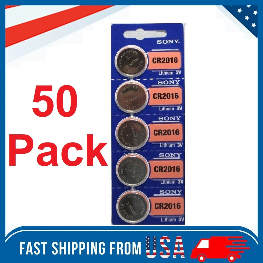 50 Pack Genuine SONY CR2016 Lithium Battery 3V Coin Cell ECR2016 BR2016 DL2016