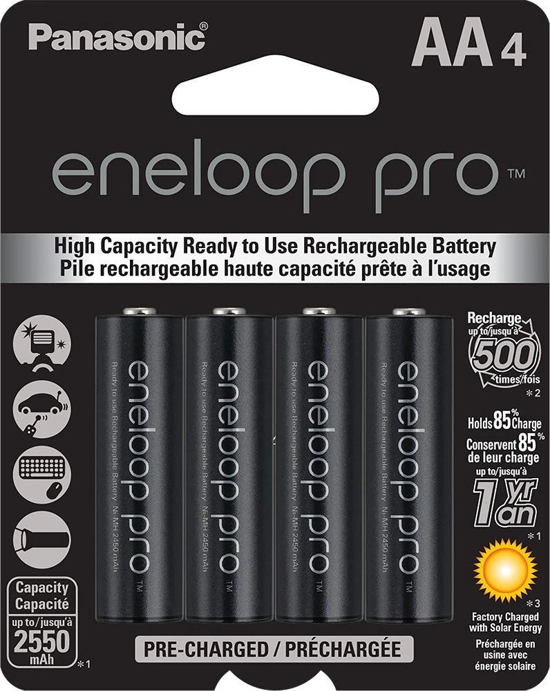 PANASONIC ENELOOP PRO AA 4 PK PRECHARGED BATTERIES 2550mAh 1.2V