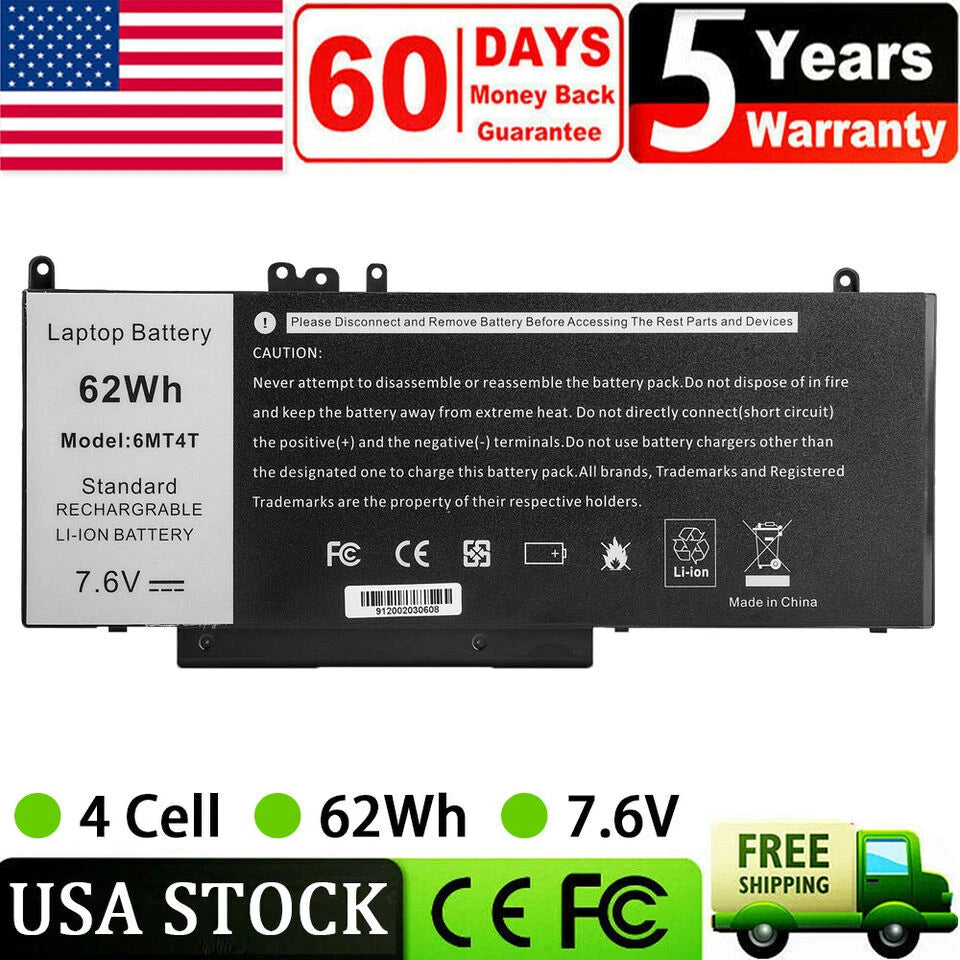 6MT4T Battery For Dell Latitude E5470 E5570 79VRK 7V69Y TXF9M 62Wh 7.6V