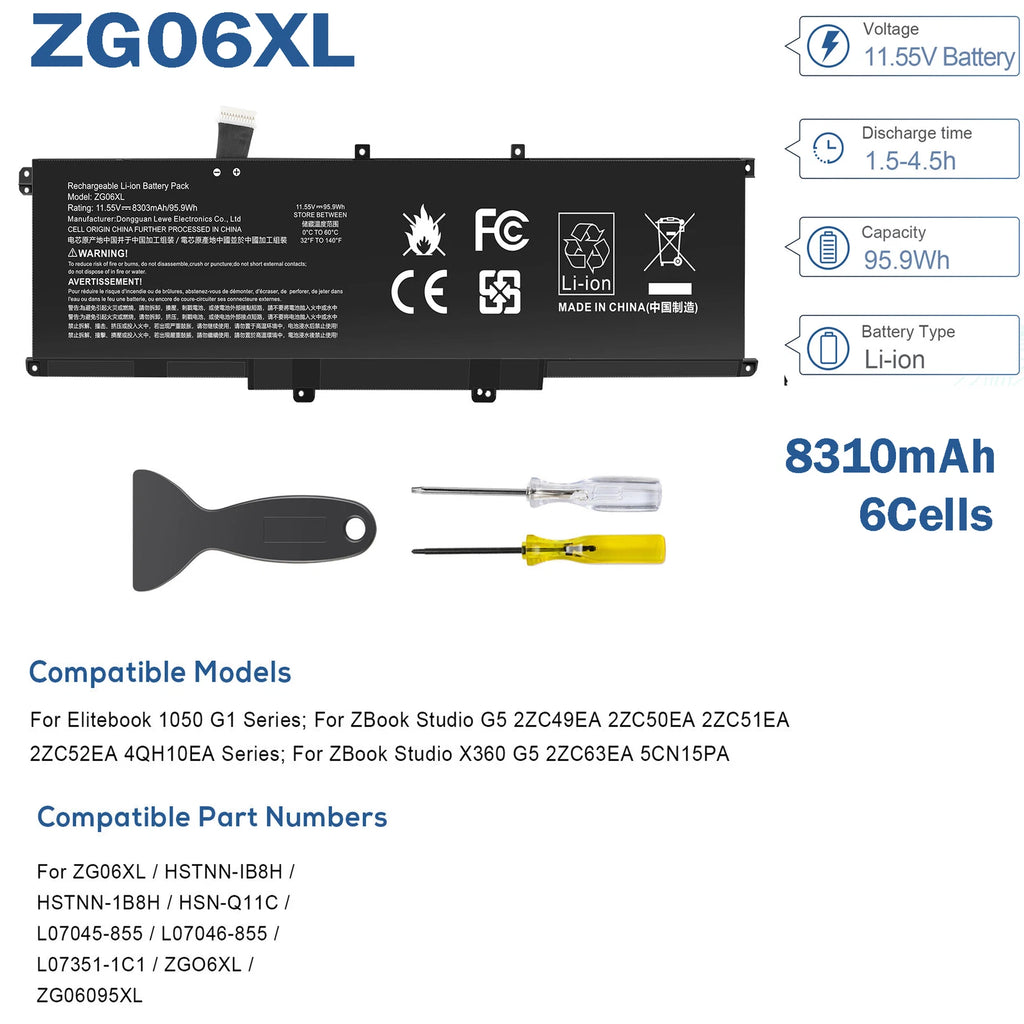 ??ZG06XL BATTERY FOR HP ELITEBOOK 1050 G1 Series ZBOOK STUDIO X360 G5 L07045-855