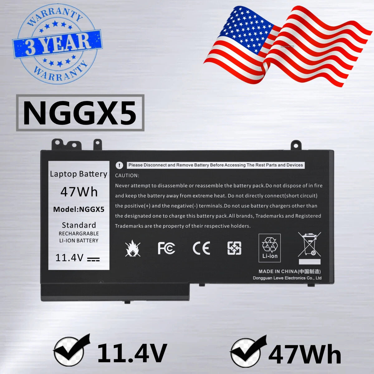 NGGX5 Battery For Dell Latitude E5270 E5470 E5570 Precision M3510 P48F JY8D6