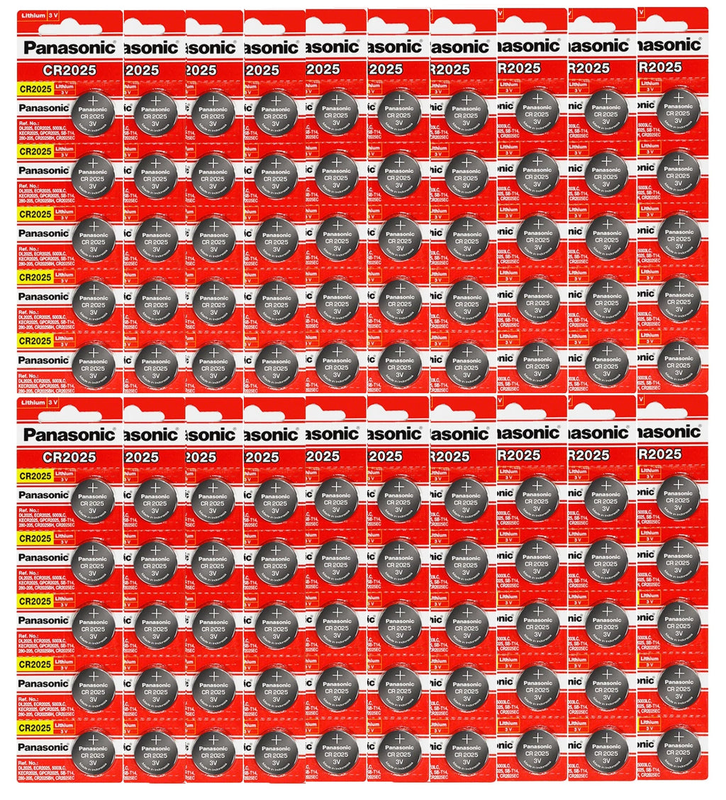100 Batteries-Panasonic CR2025 DL2025 ECR2025 3V Lithium Coin Battery Exp-2032