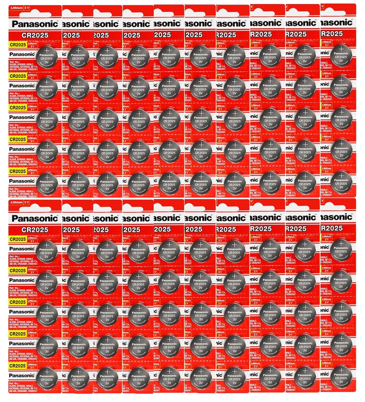 100 Batteries-Panasonic CR2025 DL2025 ECR2025 3V Lithium Coin Battery Exp-2032