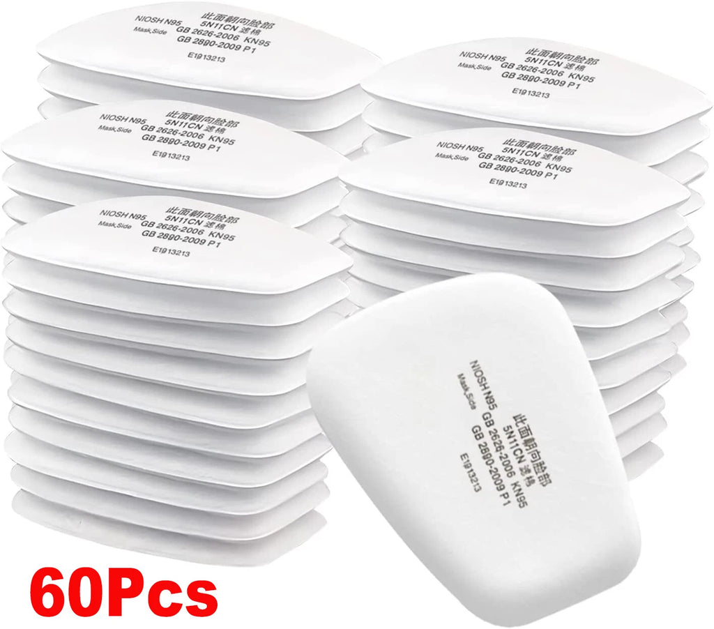 60pcs 5N11 Cotton Filter Replacement For 6100 6200 7000 7502 Respirator Filters