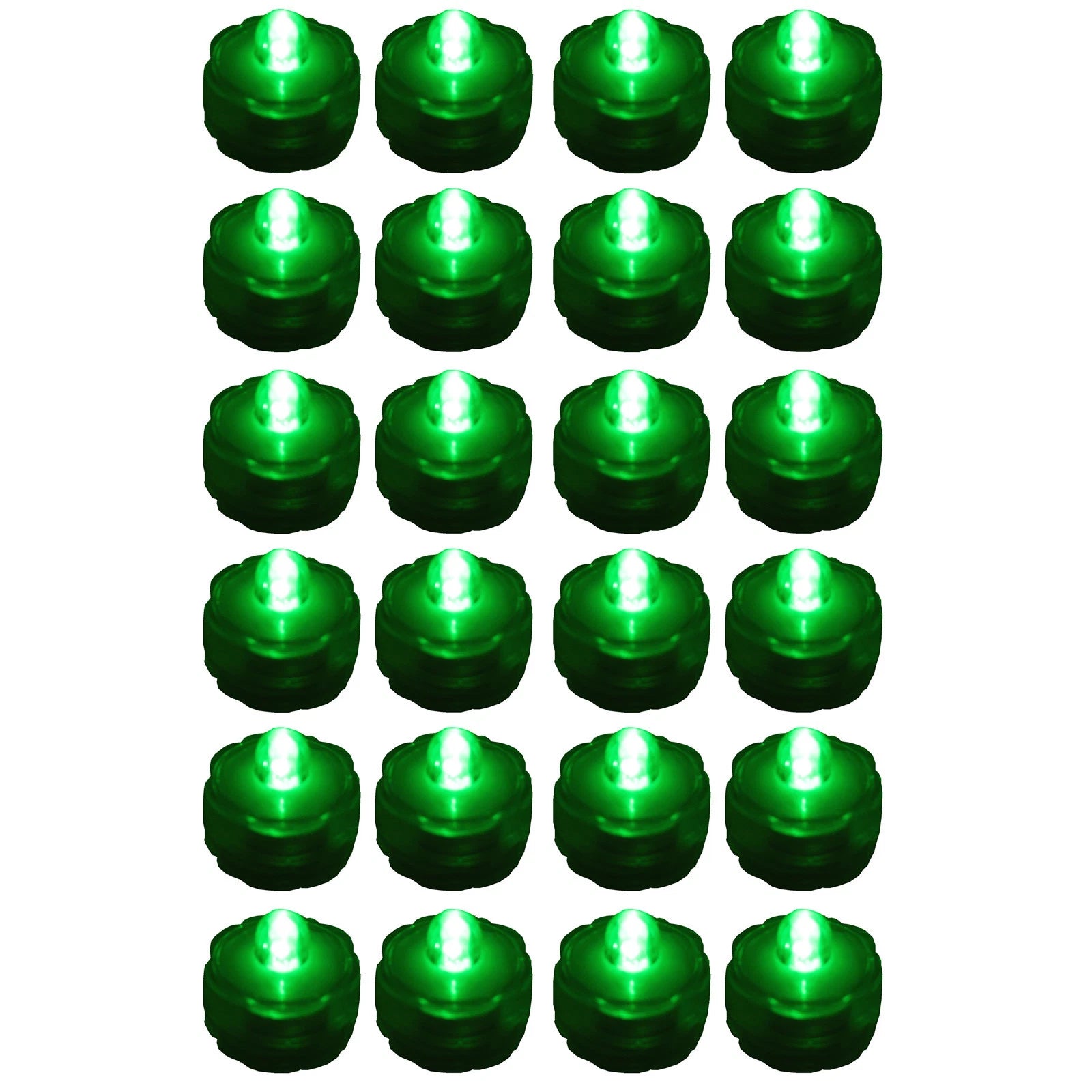 Pack of 24 Green Submersible Waterproof Underwater Battery LED Tea Light~Wedding