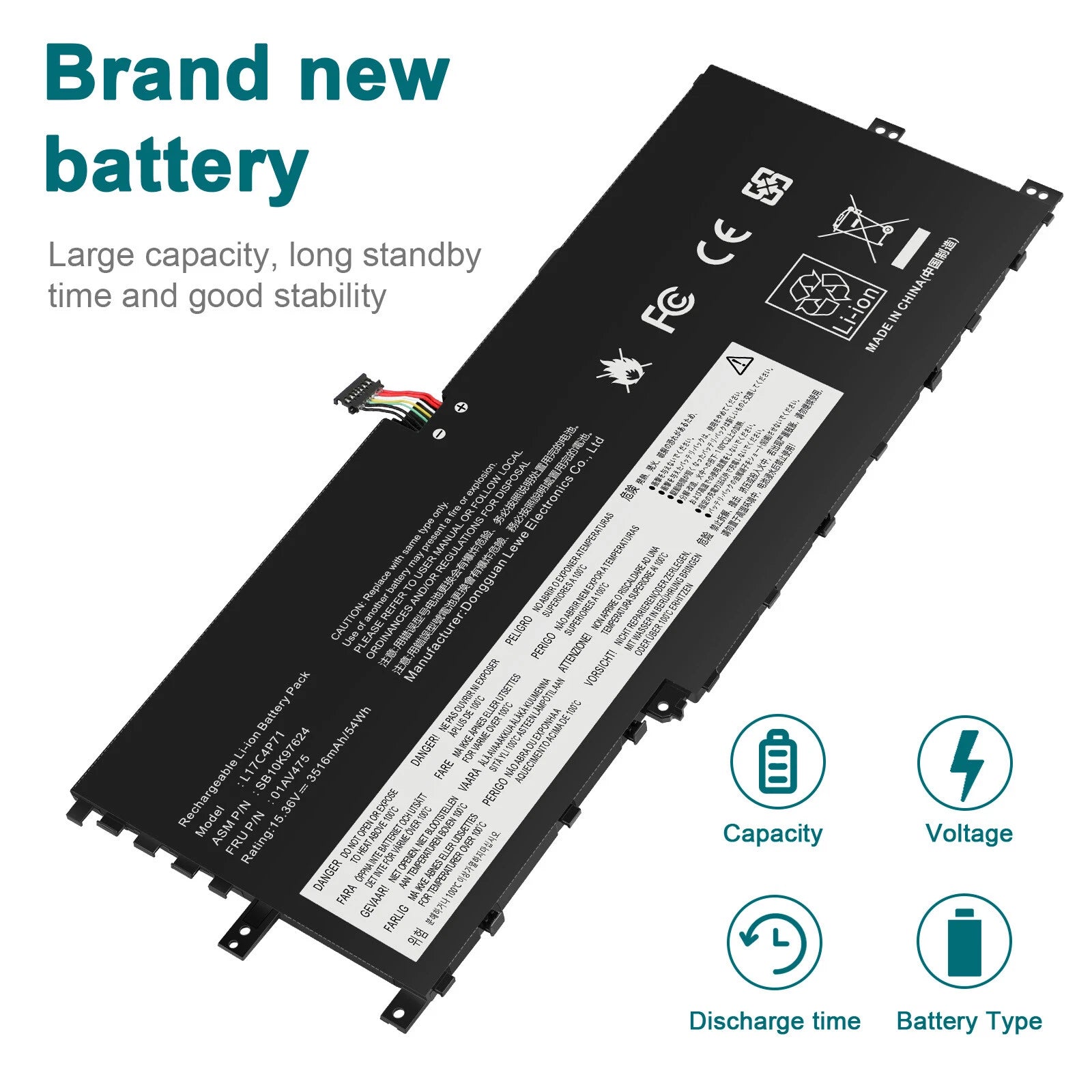 L17M4P71 L17C4P71 L17M4P73 54Wh Battery for Lenovo ThinkPad X1 Yoga 3rd Gen 2018