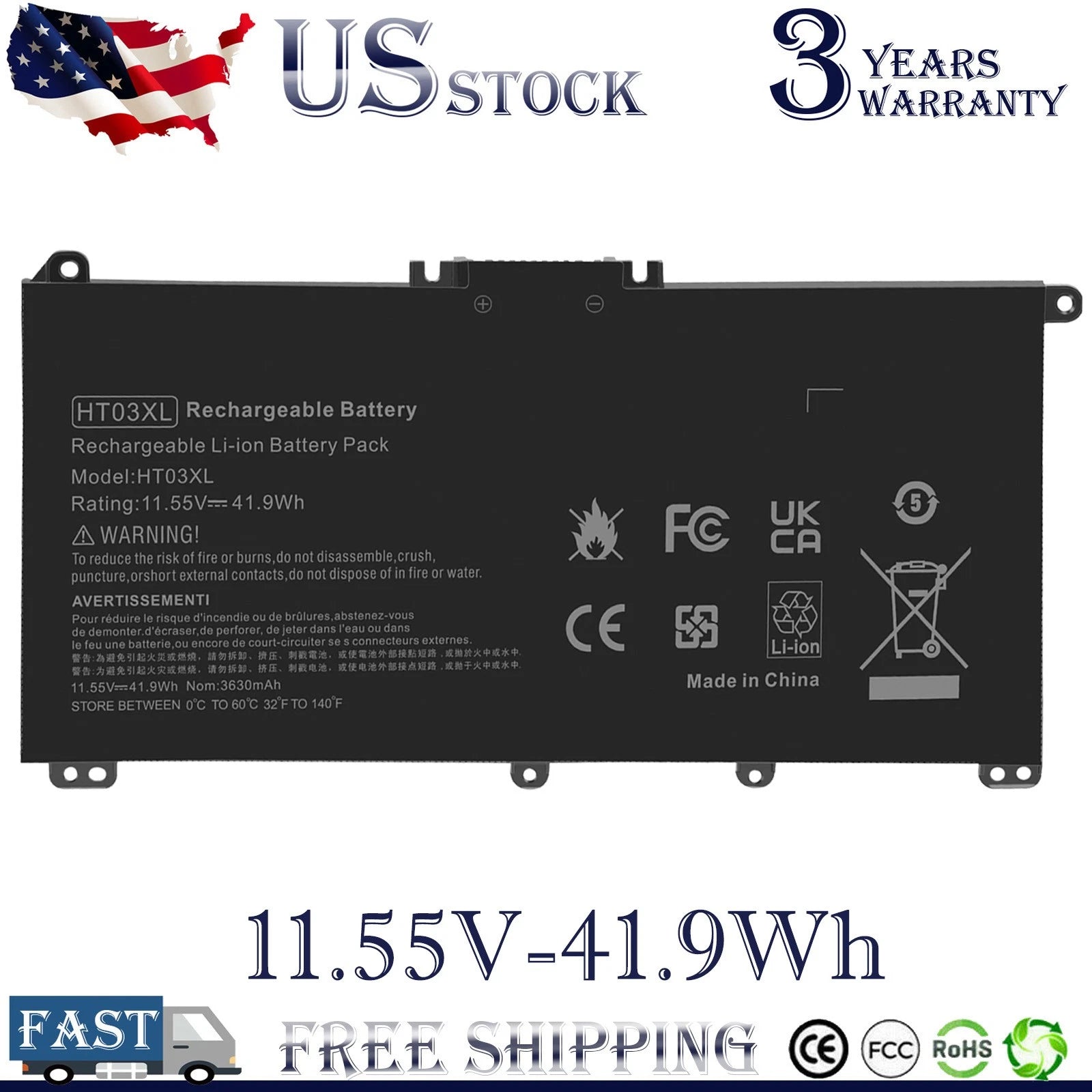 HT03XL Battery for HP Pavilion 15-CS1039TX 15-CS0073CL 15-DA0032WM 15-CS0057OD