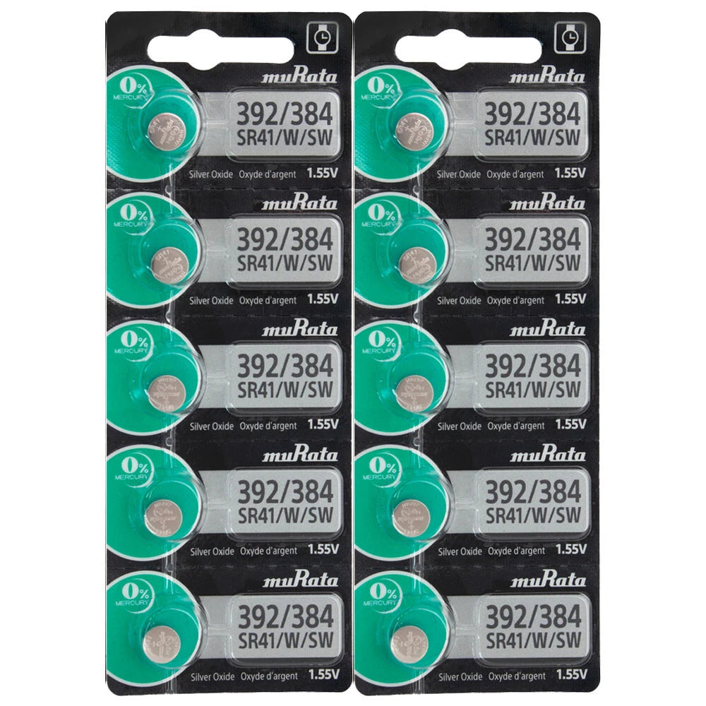 20 Murata Silver Oxide SR41SW SR41W SR41 Watch 1.55V Battery, Replaces Sony