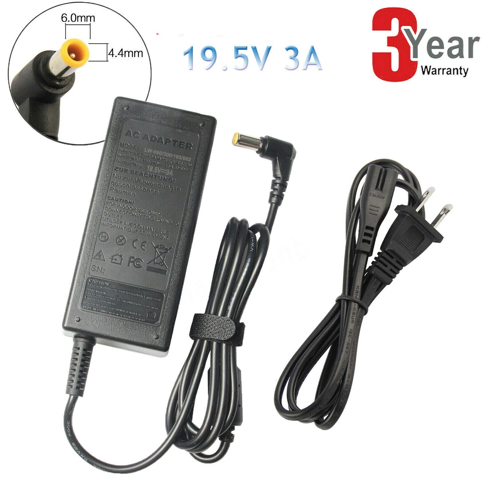 AC Adapter For Sony KDL-48W600B KDL-40W600B Smart LED HD TV Power Charger 65W