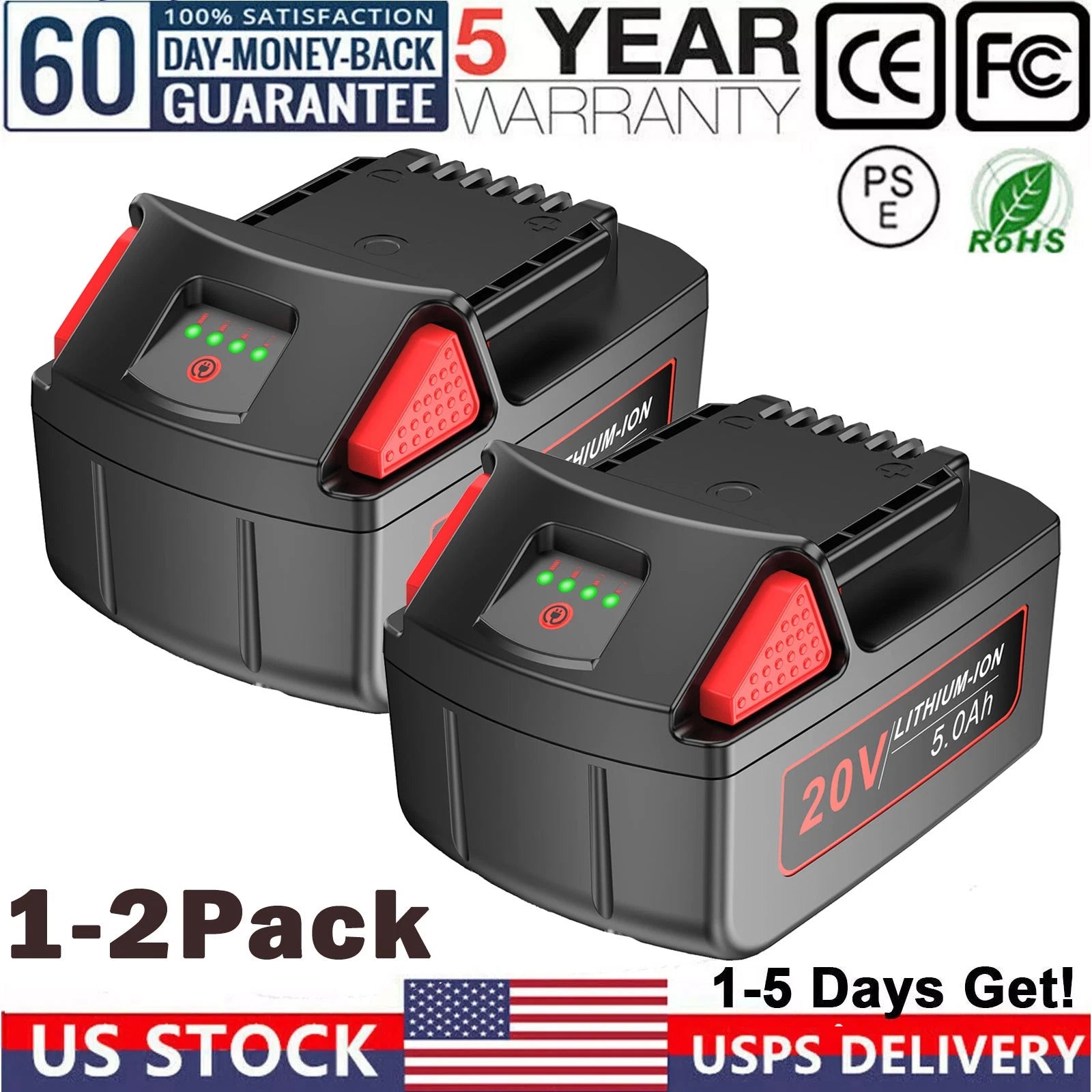 2PCS For Ingersoll Rand 20V Battery IQV20 Series BL2023 BL2012H BL2022 BL2010