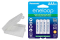 Panasonic Eneloop 4 Pack AAA Rechargeable NiMH Batteries + Free Battery Holder