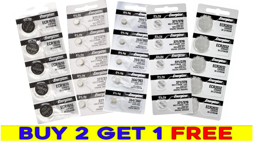 Energizer Watch Batteries BUY 2 GET 1 FREE -371 377 379 364 CR 2032 2025 Battery