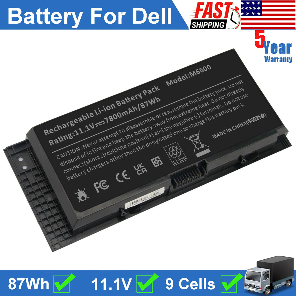 FV993 M6600 Laptop Battery for Dell Precision M4600 M4700 M4800 M6700 FJJ4W 87Wh