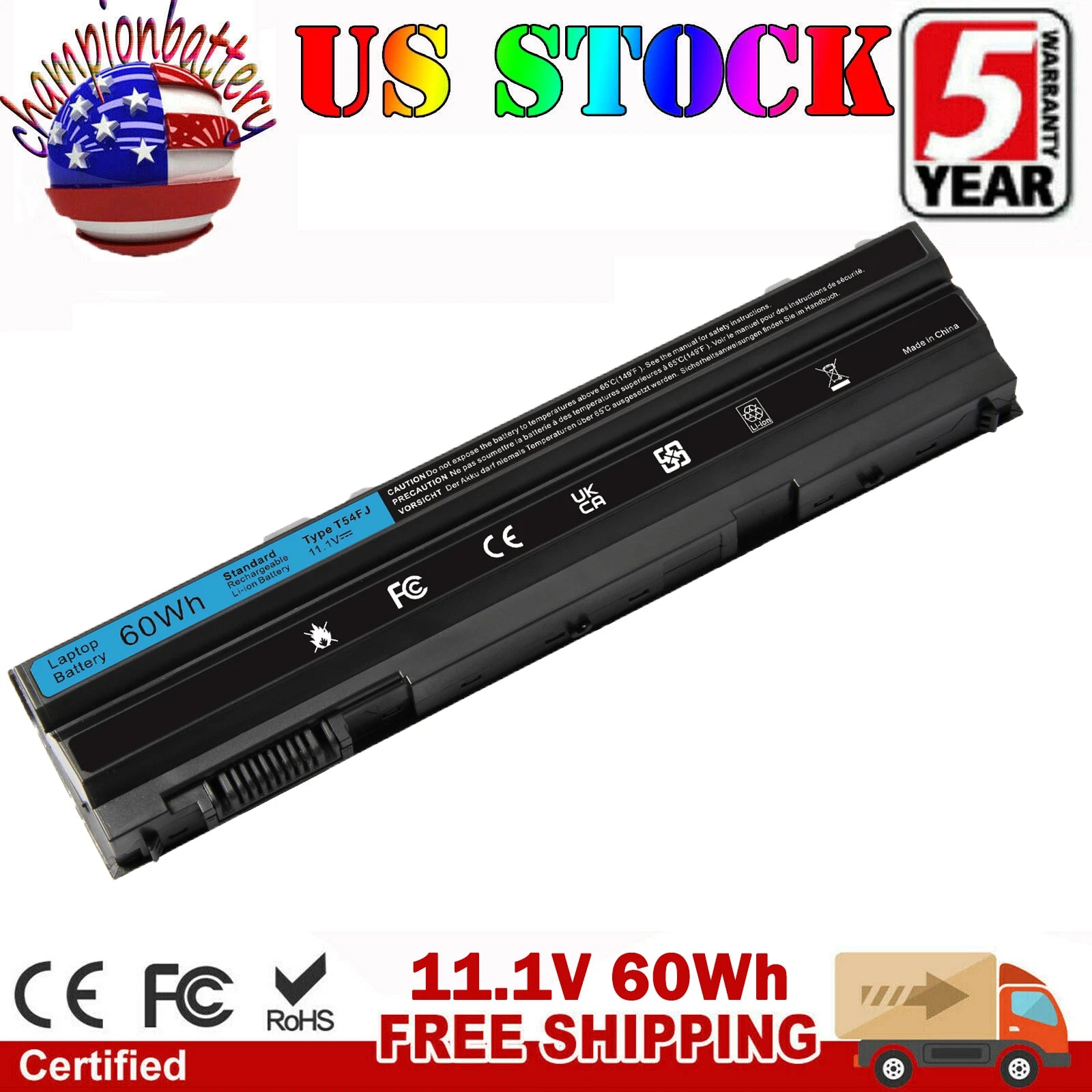 LOT Battery for Dell Latitude E5420 E5520 E6420 E6520 M5Y0X M5YOX 60wh