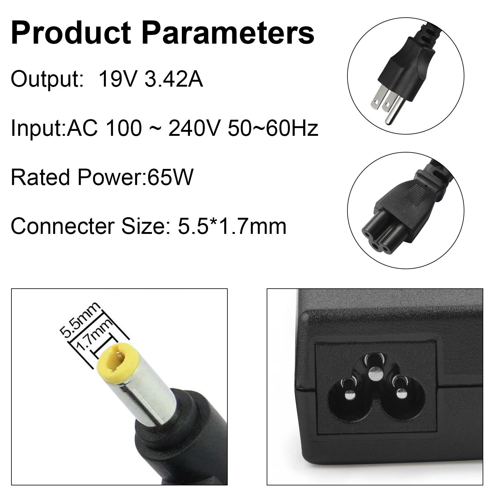 For Acer Aspire E1 E1-571 E1-531 Laptop Charger AC Adapter Power Supply Cord F