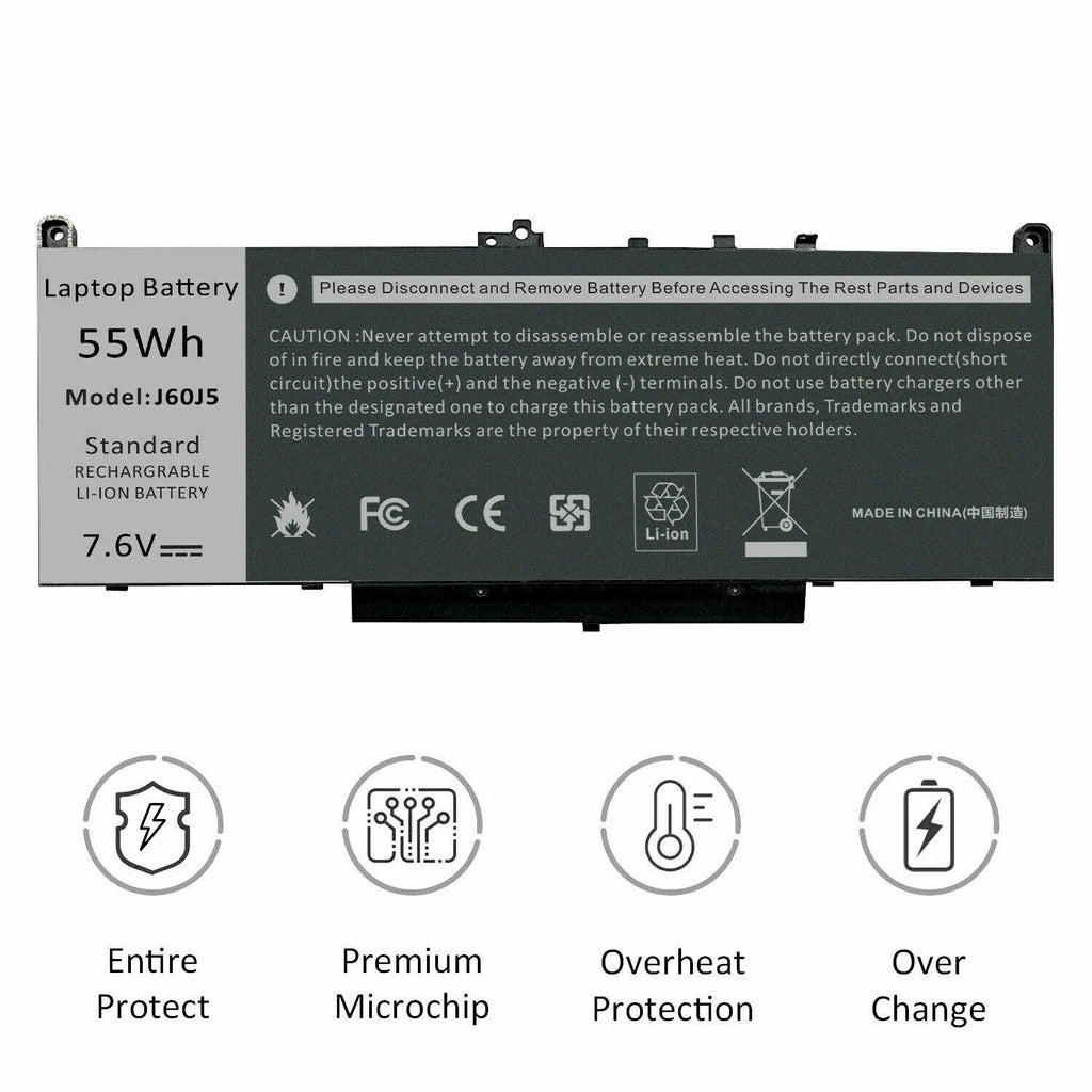 Lot J60J5 Battery For Dell Latitude E7270 E7470 MC34Y 242WD GG4FM R1V85 55Wh