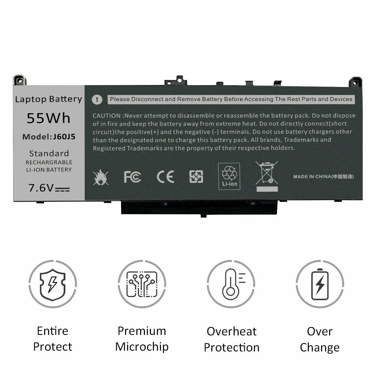 Lot J60J5 Battery For Dell Latitude E7270 E7470 MC34Y 242WD GG4FM R1V85 55Wh