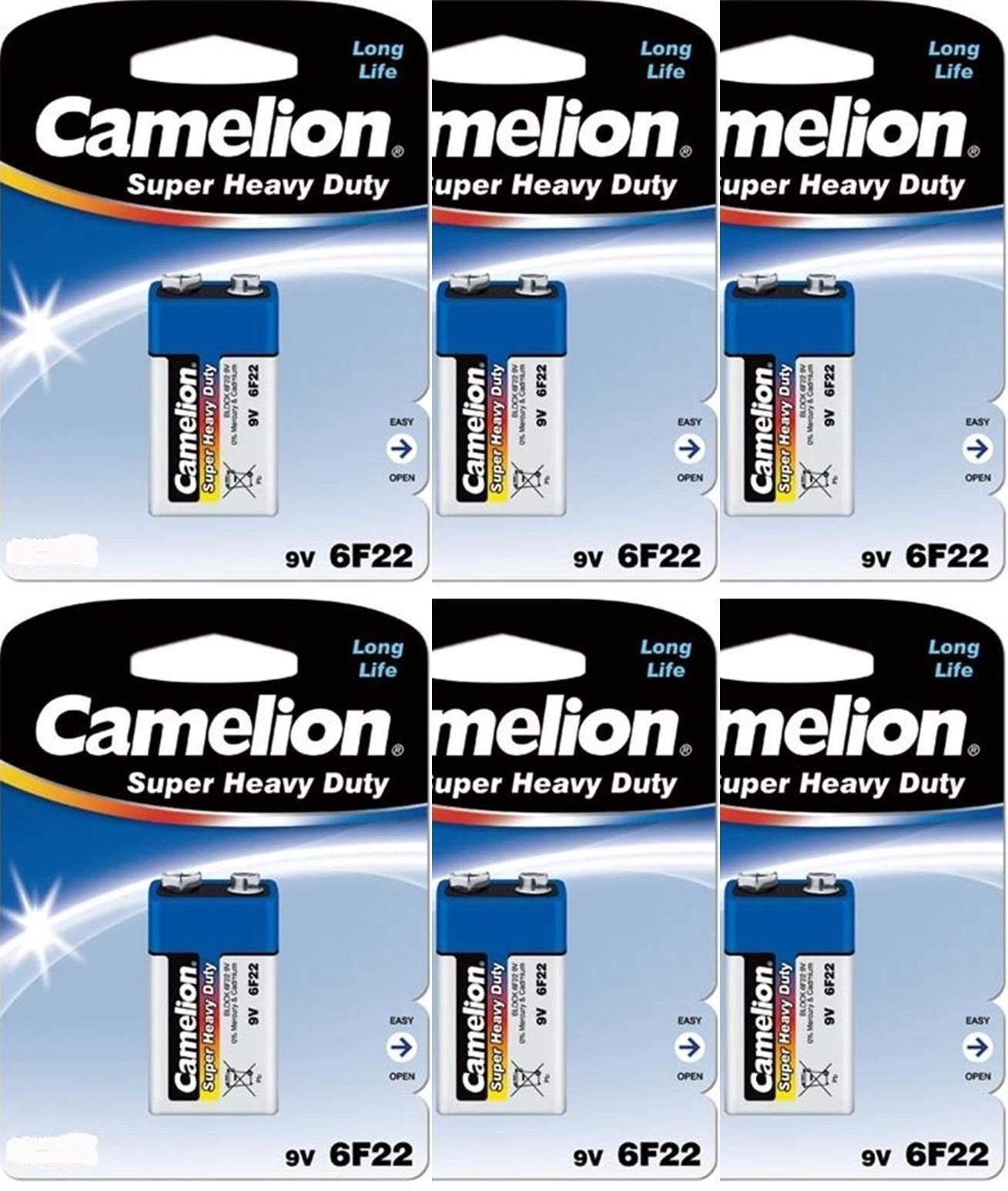 6 Heavy Duty 9v 9 Volt Batteries