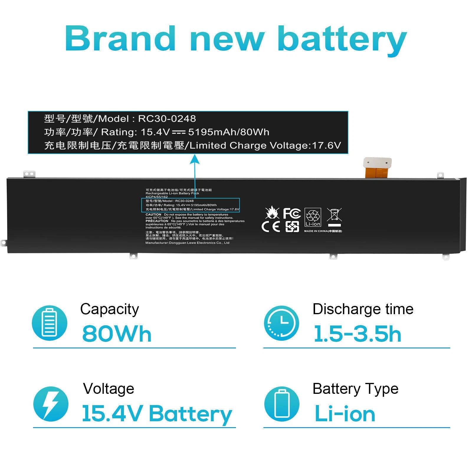 Replace RC30-0248 Battery For Razer Blade 15 Advanced 2018 RZ09-02385 RZ09-02386