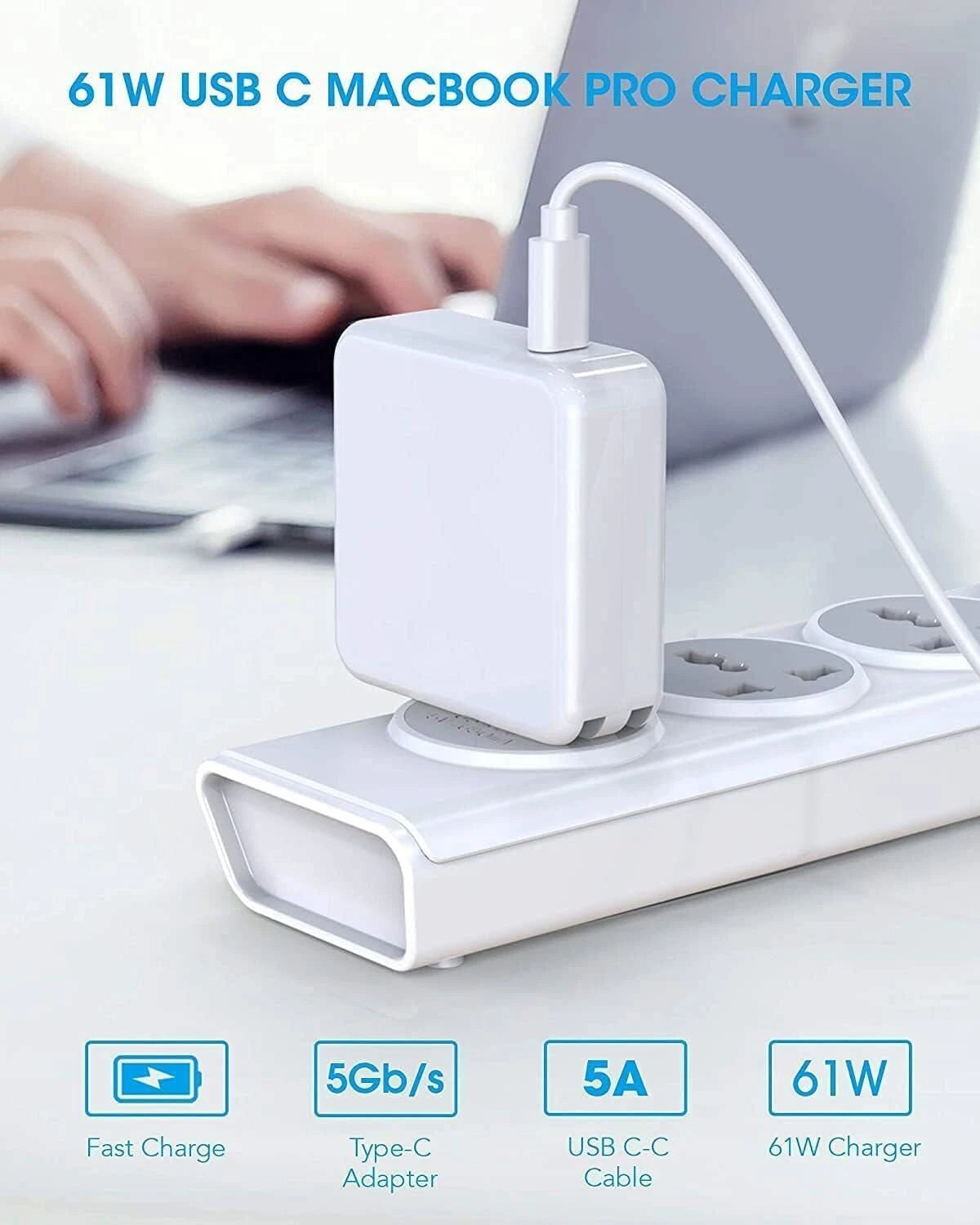 MACBOOK AIR 13 M1 2020 2019 Compatible CHARGER 61W US CABLE WALL POWER ADAPTER