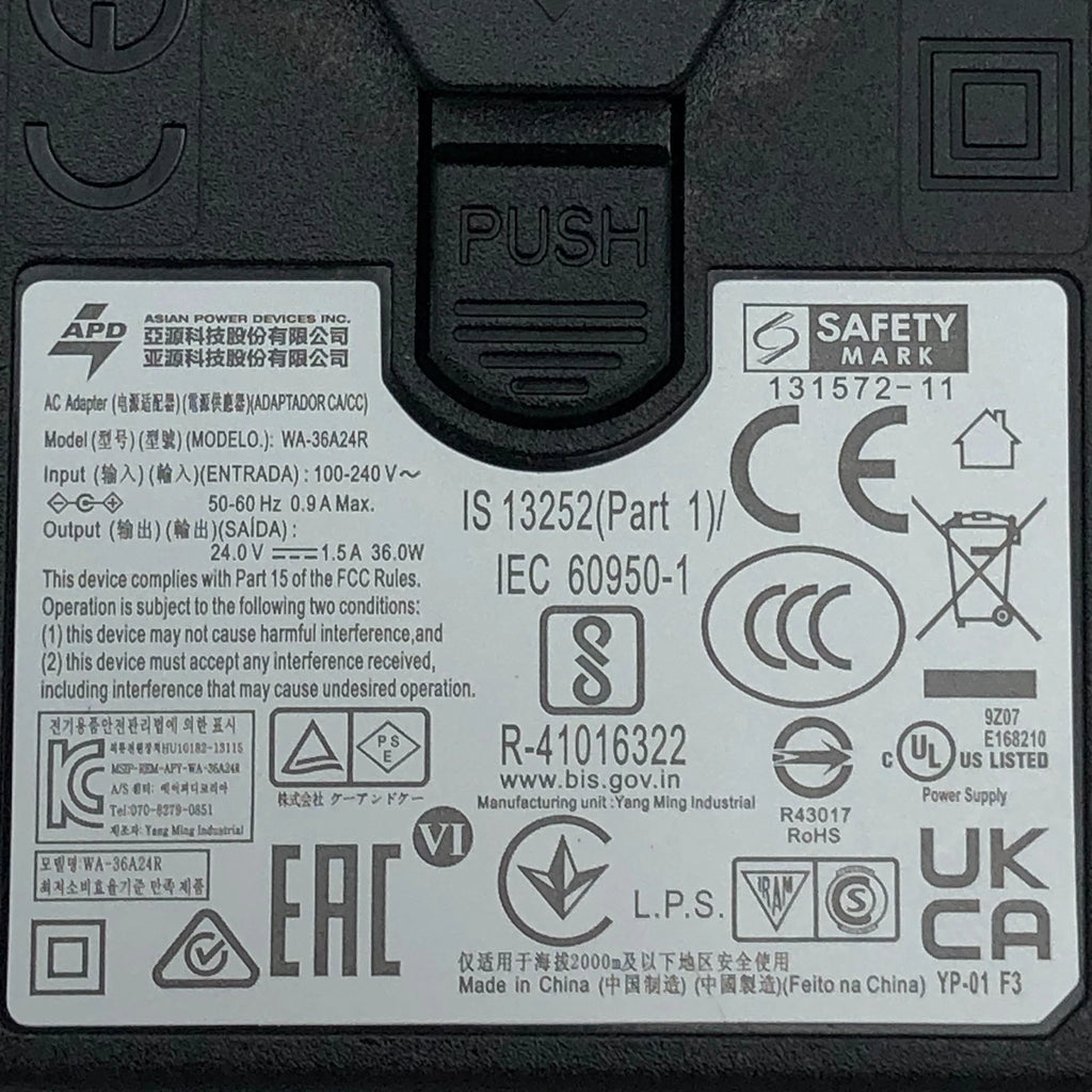 NEW Genuine APD WA-36A24R AC Adapter 24V 1.5A 36Watt Power Supply