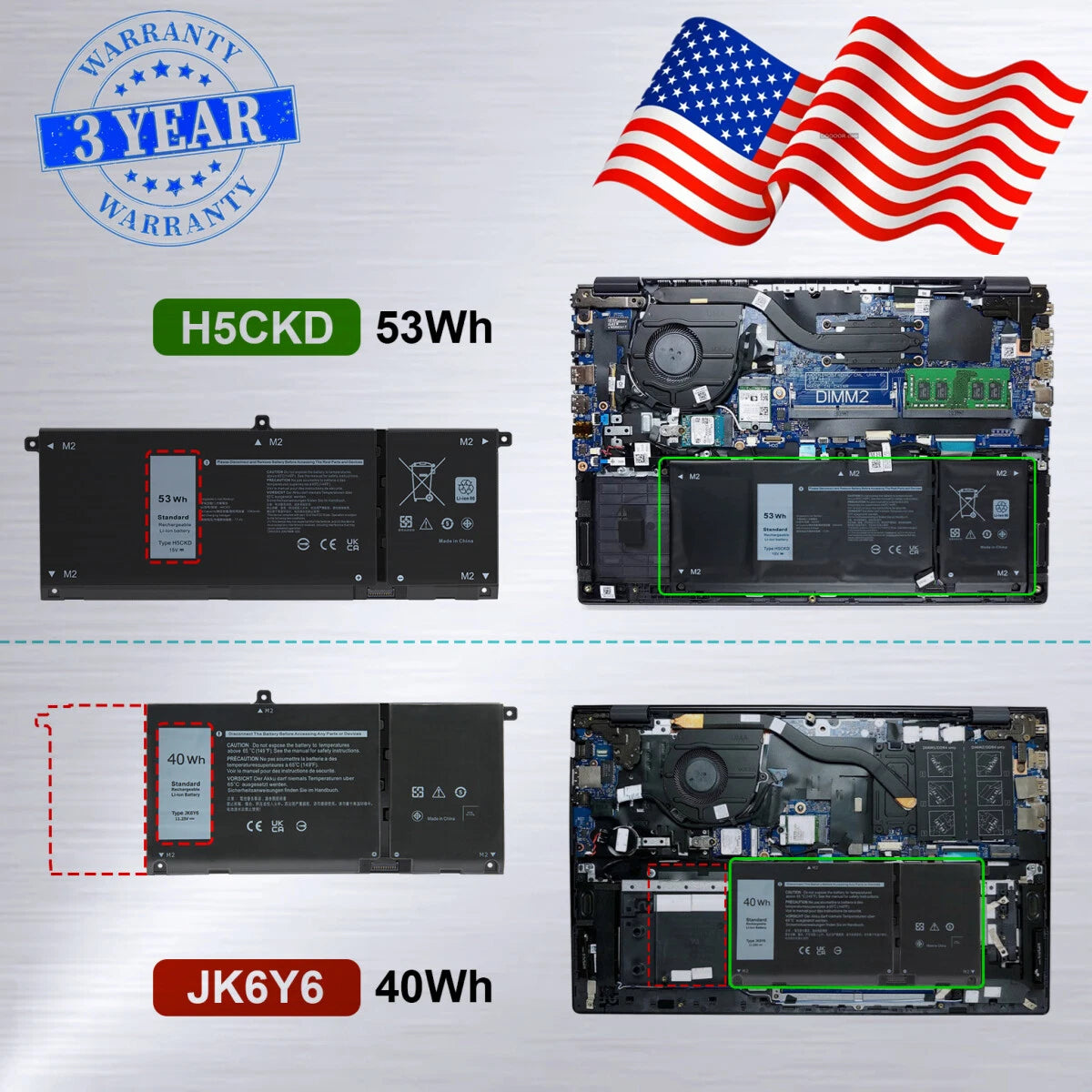 H5CKD Battery For Dell Latitude 3410 3510 Inspiron 5400 5406 7405 2-in-1 JK6Y6