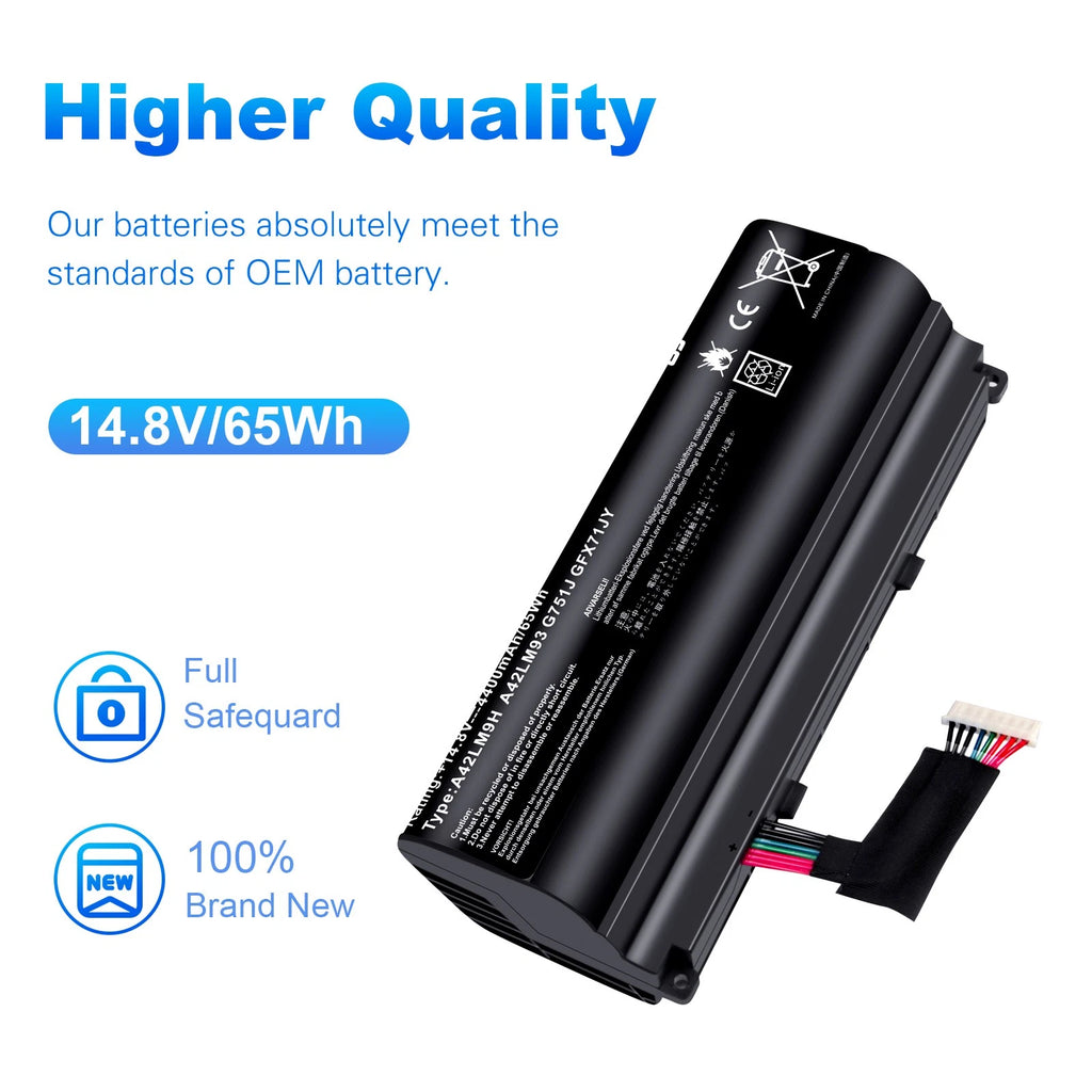 A42N1403 A42LM9H Battery For ASUS G751 G751J G751J-BHI7T25 A42LM93 4ICR19/66-2