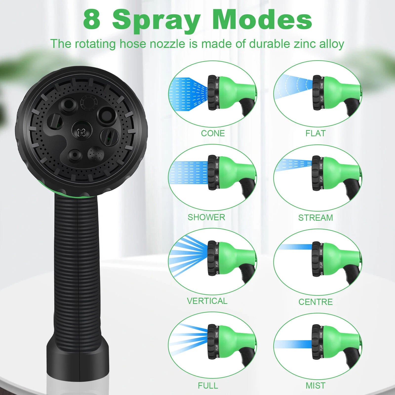 Expandable Flexible Garden Water Hose with 10/8 Function Spray Nozzle 25FT-150FT