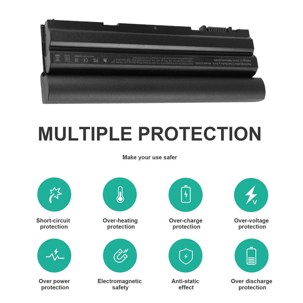 New 9 Cell 7800mAh Laptop Battery For Dell 2P2MJ 312-1325 312-1165 M5Y0X PRV1Y