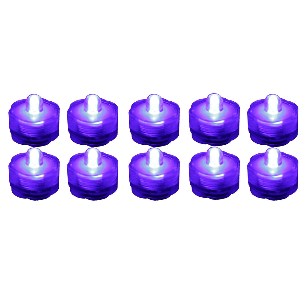 Submersible Waterproof Battery LED Tea Light ~ Wedding Decoration~PURPLE ~ 10 Pa