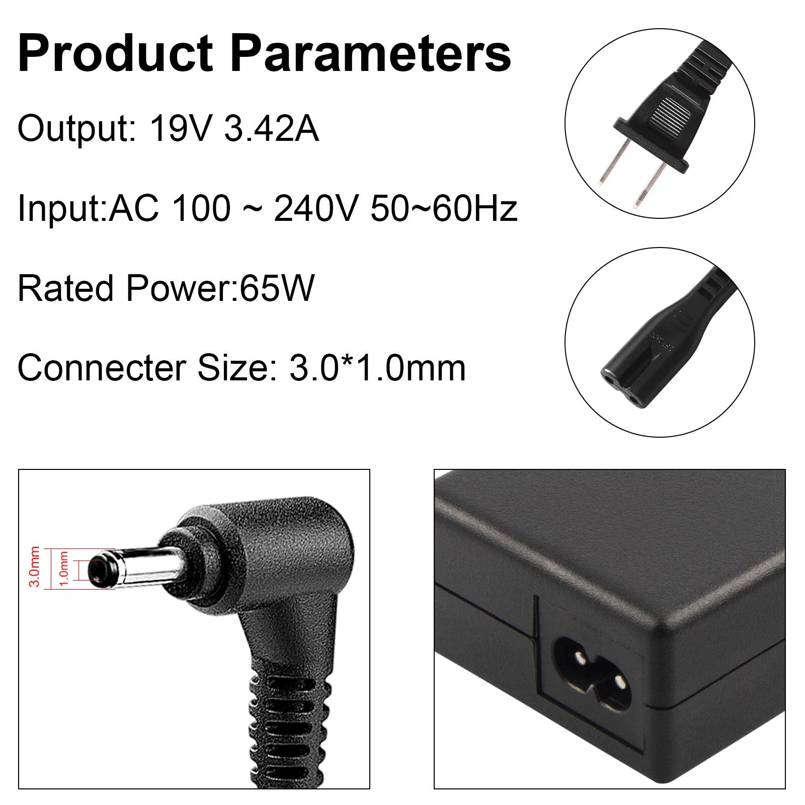 For Acer A11-065N1A PA-1650-86AW Laptop AC Adapter Charger & US Power Cord 65W