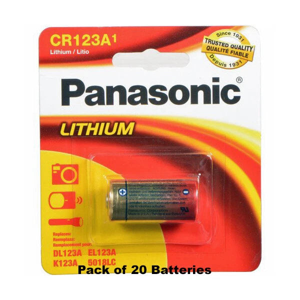 20 Pcs Panasonic CR123a CR 123 3V Lithium Photo Batteries Replaces EL123 K123A