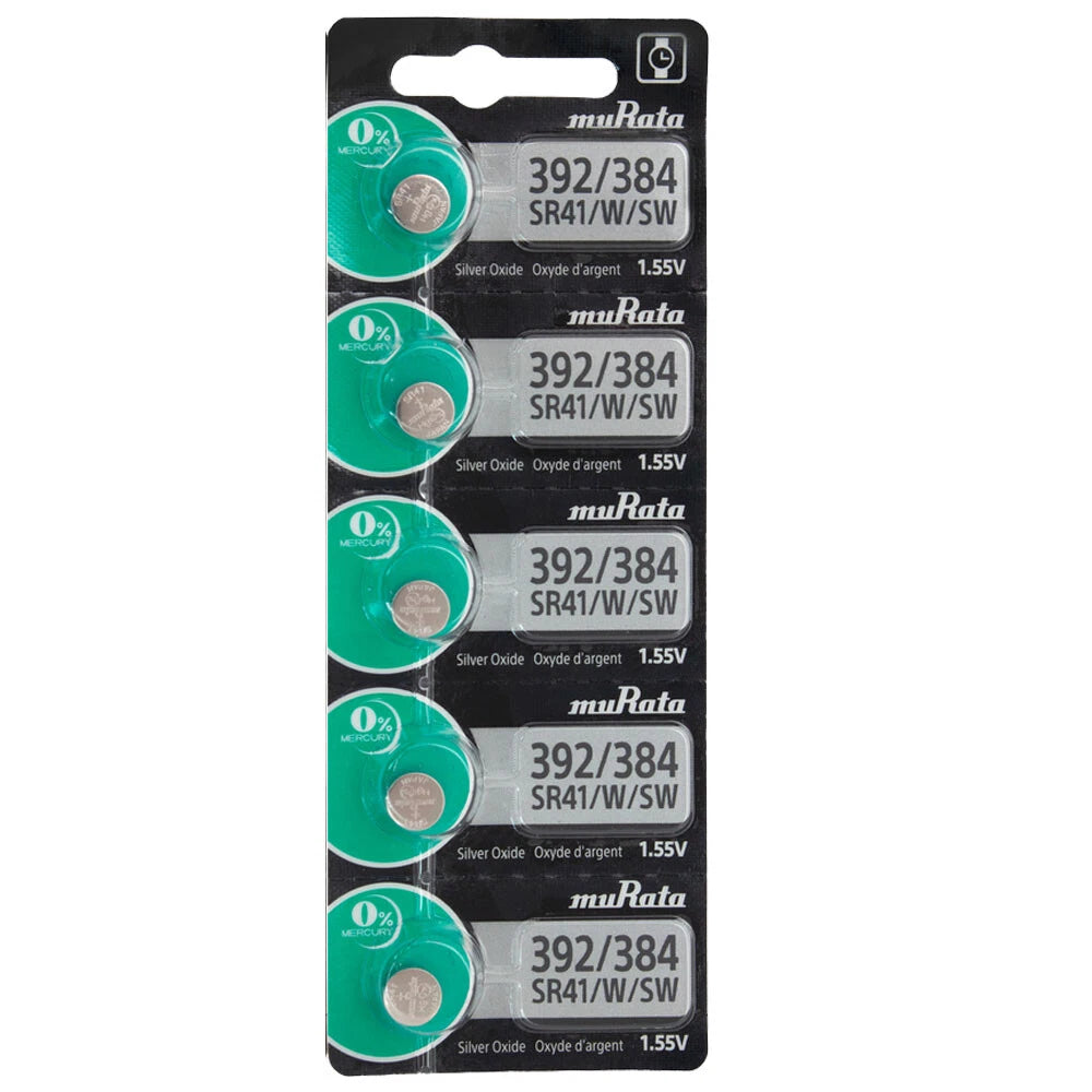 5 Murata Silver Oxide SR41SW SR41W SR41 Watch 1.55V Battery- Replaces Sony