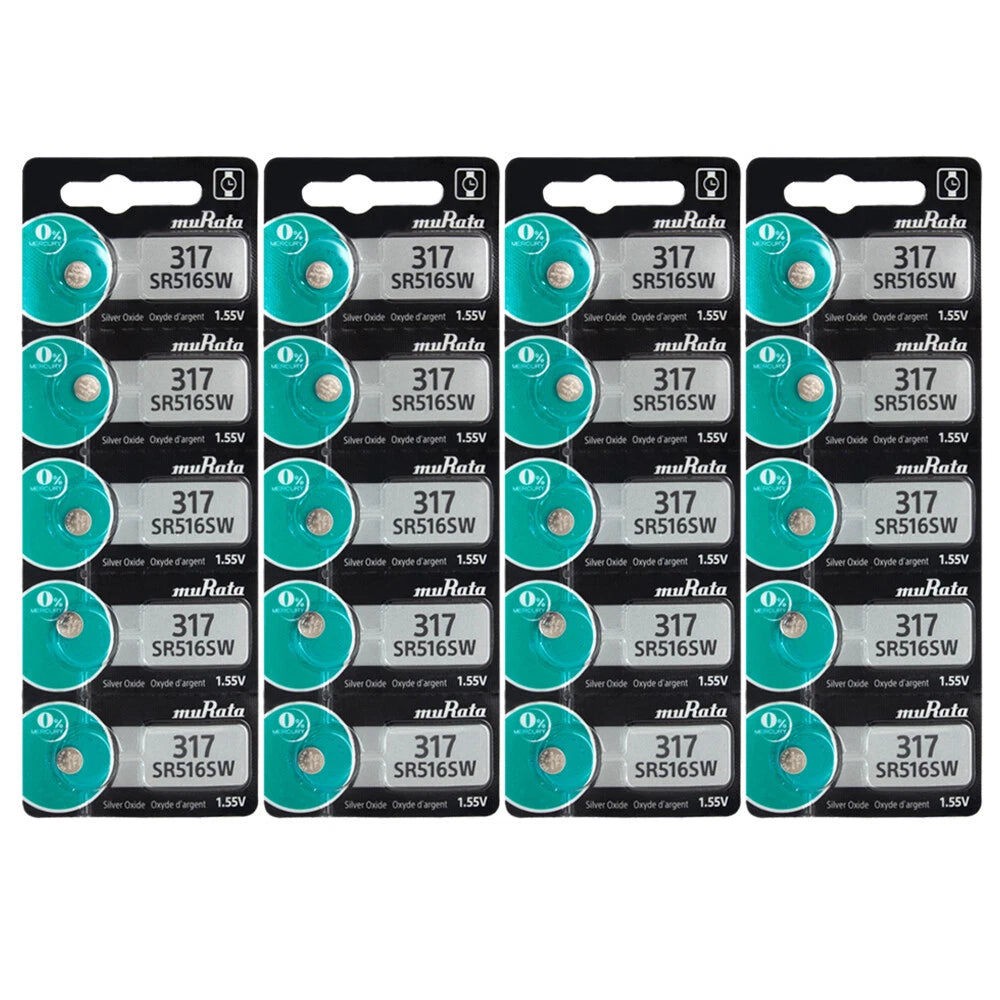20 x Murata 317 SR516 SR516SW Watch Battery Made in Japan Button Cell Batteries