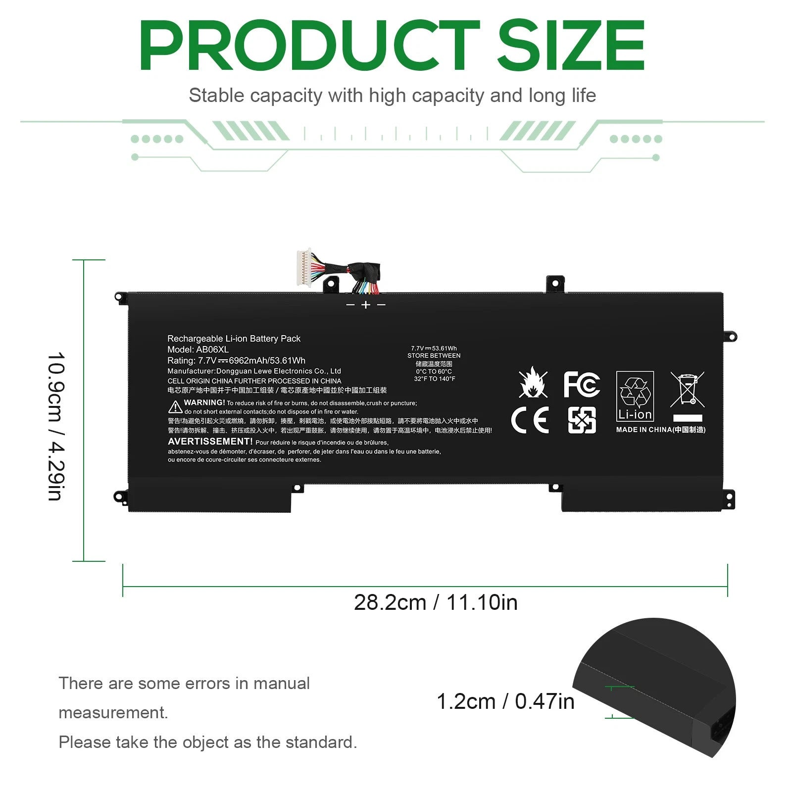 AB06XL Battery For HP Envy 13-AD Series HSTNN-DB8C 921408-2C1 921438-855 53.61Wh